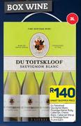 Du Toitskloof Sauvignon Blanc,Pinotage Merlot Ruby Cabernet,Chenin Blanc,Cabernet Shiraz-3L Each 