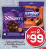 Cadbury Whispers Or Tumbles Assorted-Any 2 x 200g