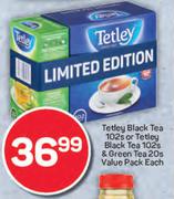 Tetley Black Tea 102s Or Tetley Black Tea 102s Or Green Tea 20s Value Pack-Each