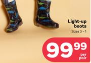 Light Up Boots Sizes 3-1-Per Pair