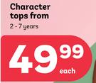 Character Tops  2-7 Years-Each
