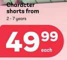 Character Shorts 2-7 Years-Each