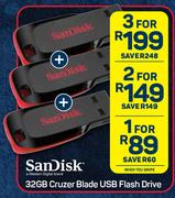 Sandisk 32GB Cruzer Blade USB Flash Drive-For 3