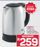 Defy 1.7Ltr Inox Cordless Kettle WK728X