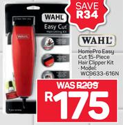 Wahl HomePro Easy Cut 15-Piece Hair Clipper Kit WC9633-616N