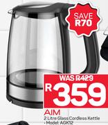Aim 2Ltr Glass Cordless Kettle AGK12