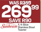 Sunbeam 4 Slice Stainless Steel Toaster SST-400A