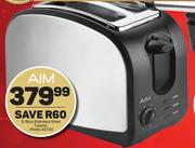 Aim 2 Slice Stainless Steel Toaster AST20