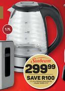 Sunbeam 1.7L Ribbed Glass Kettle SGRK-017
