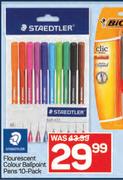 Staedtler Flourescent Colour Ballpoint Pens 10 Pack