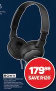 Sony Black Foldable Headphones MDR-ZX110