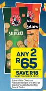 Bakers Mini Cheddars Flavoured Snack Or Salticrax Crackers Snack Packs-For Any 2 x 6 x 33g