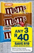 M&M's Candy Coated Chocolate Assorted-For Any 3 x 36/45g