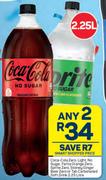 Coca Cola,Light,No Sugar,Fanta Orange,Sprite,Stoney Ginger Beer Or Tab Carbonated Soft Drink-2x2.25L