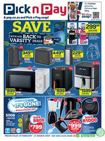 Pick n Pay : Back To Varsity Specials (19 February - 21 March 2024)