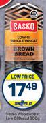 Sasko Whole Wheat Low Gl Bread-800g