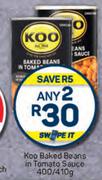 Koo Baked Beans In Tomato Sauce-Any 2 x 400g/410g