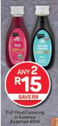 PnP Food Colouring Or Essence Assorted-Any 2 x 40ml