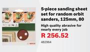 Bosch 5 Piece Sanding Sheet Set For Random Orbit Sanders, 125mm, 80