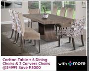 Carlton Table + 6 Dining Chairs & 2 Carvers Chairs