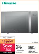 Hisense 43Ltr Silver Microwave H43MOMSS