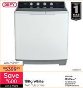 Defy 18Kg White Twin Tub DTT180