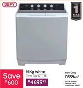 Defy 15Kg White Twin Tub Washing Machine DTT151