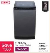 Defy 14Kg Grey Top Loader Washing Machine DTL160