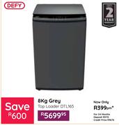 Defy 8Kg Grey Top Loader Washing Machine DTL16
