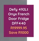 Defy 492Ltr Onyx French Door Fridge DFF440