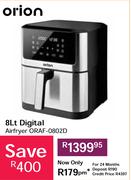 Orion 8Ltr Digital Airfryer ORAF 0802D