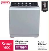 Defy 15Kg Metallic Twin Tub Washing Machine  DTT151