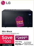 LG 30Ltr Black Microwave MS3032JAS