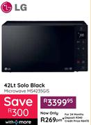 LG 42Ltr Solo Black Microwave MS4235GIS