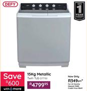 Defy 15Kg Metallic Twin Tub Washing Machine  DTT151