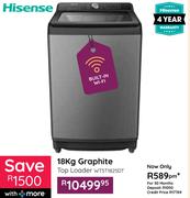 Hisense 18Kg Graphite Top Loader Washing Machine WT5T1825DT