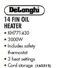 Delonghi 14 Fin Oil Heater KH771430