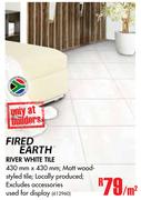 Fired Earth River White Tile-Per Sqm