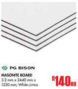 PG Bison Masonite Board White-3.2mm x 2440mm x 1220mm Each