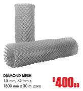 Diamond Mesh-1.8mm x 75mm x 1800mm x 30m Each