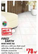 Fired Earth River White Tile-Per Sqm