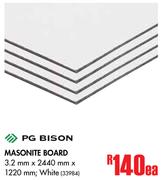 PG Bison Masonite Board White-3.2mm x 2440mm x 1220mm Each
