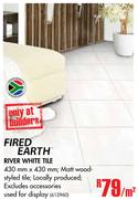 Fired Earth River White Tile-Per Sqm