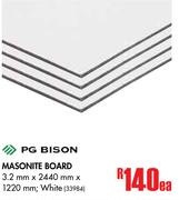 PG Bison Masonite Board White-3.2mm x 2440mm x 1220mm Each