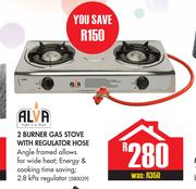 Alva 2 Burner gas Stove With Regulator Hose