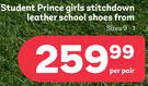 Student Prince Girls Stitchdown Leather School Shoes (Sizes 9-1)-Per Pair
