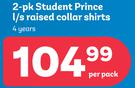 2-Pk Student Prince l/s Raised Collar Shirts (4 Years)-Per Pack