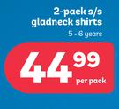 2 Pack S/S Glad Neck Shirts 5-6 Years-Per Pack