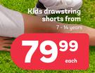 Kids Drawstring Shorts 7-14 Years-Each
