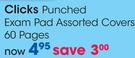 Clicks Punched Exam Pad Assorted Covers 60 Pages